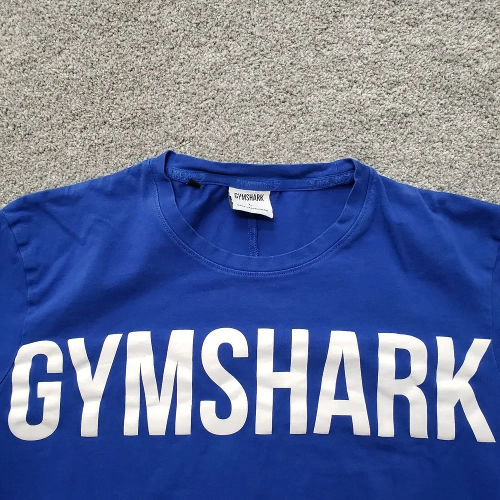 Gymshark Shirt Adult Large Blue Short Sleeve Crew Spell Out Logo Ladies - Picture 2 of 10